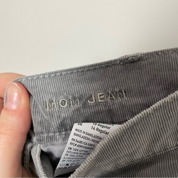 [American Eagle] Women's Gray Corduroy High Rise Straight Leg Mom Jeans - Picture 7 of 9